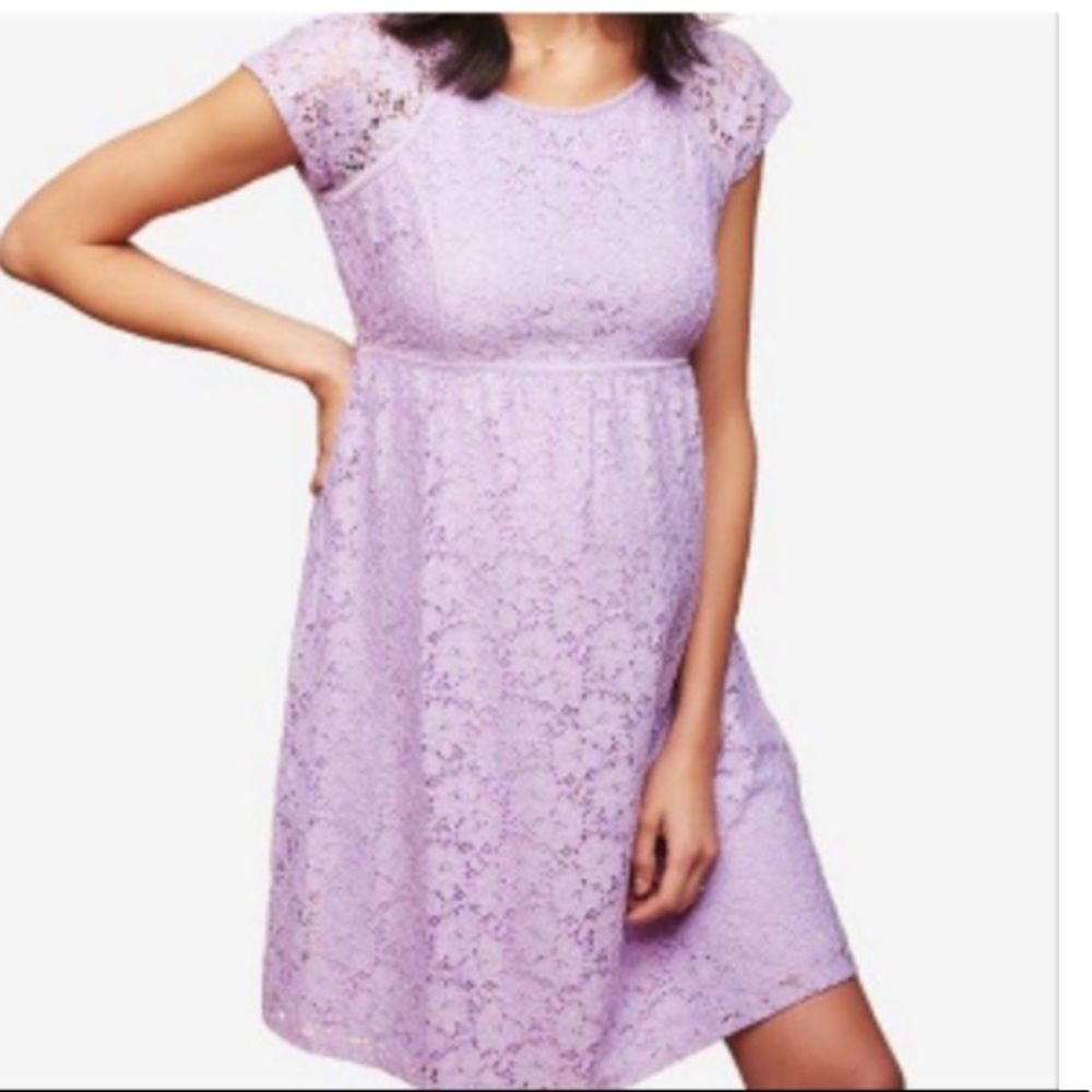 Motherhood Lace Maternity Lavender Baby shower Summer Dress Sz Small